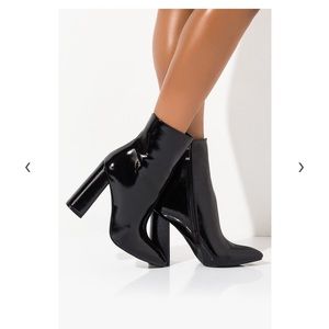 Patent leather booties